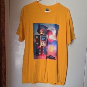 Yellow Graphic T-Shirt with Robot Design